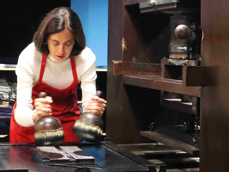 Co-translator Cristina López Romero-Ávila at the Gutenberg Press