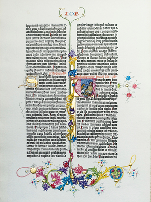 [Translate to English:] Eine Seite aus der Berliner Gutenberg-Bibel, Buch Hiob